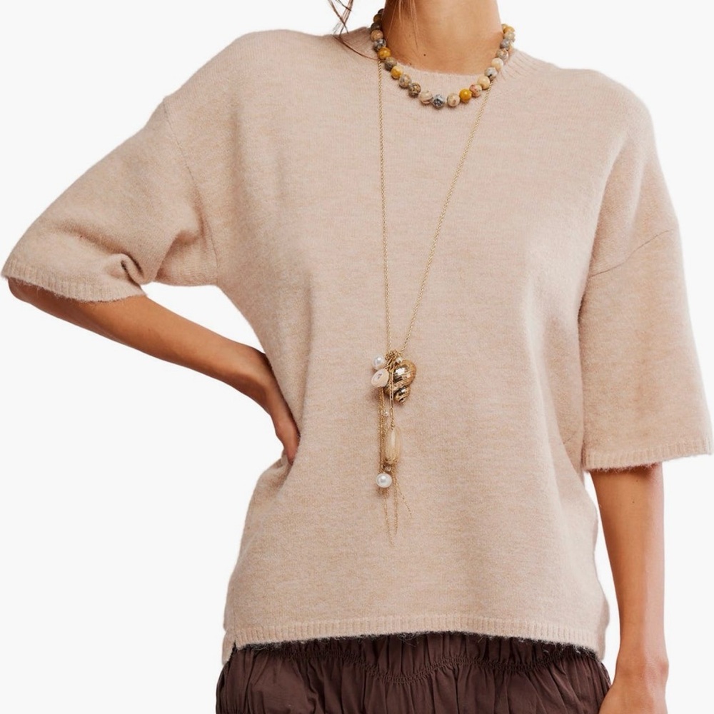 Free People Margot Oversize Short Sleeve Sweater NWT